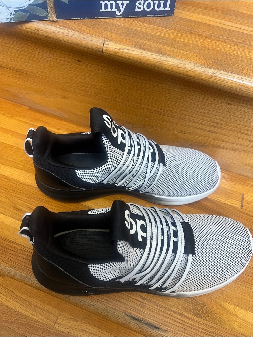 adidas Black & White Knit Lace-Up Sneakers